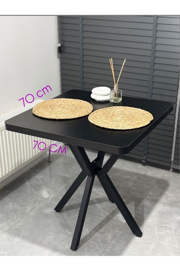Ceviz Mutfak Balkon Cafe Yemek Masası Kavisli Köşe Siyah Ayak 70 cm - 4