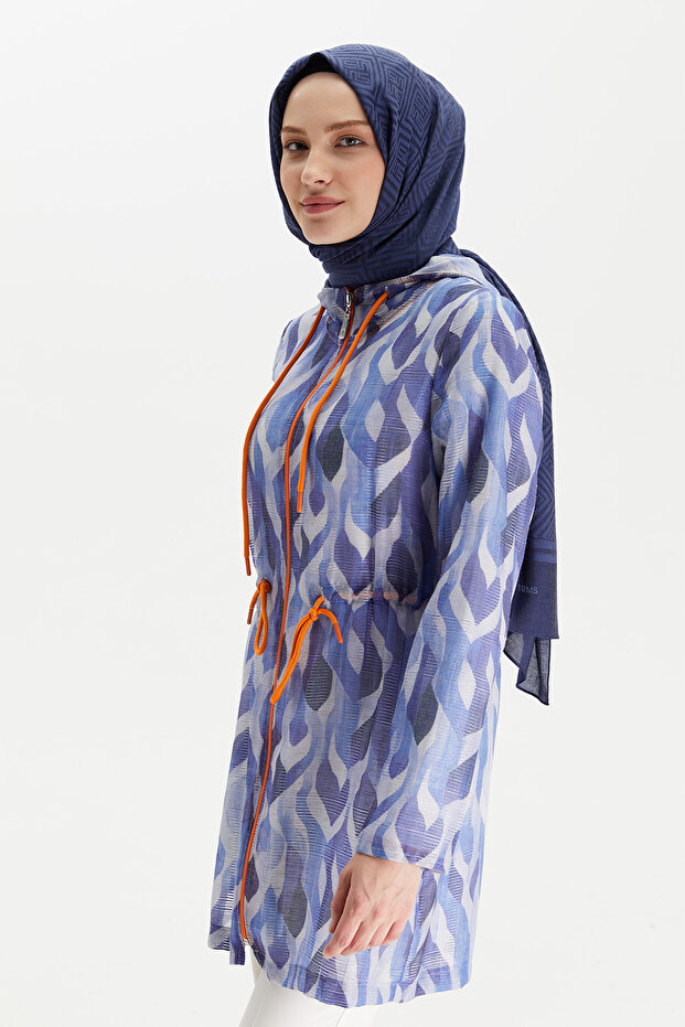 Desenli Kapüşonlu Twinset - 4