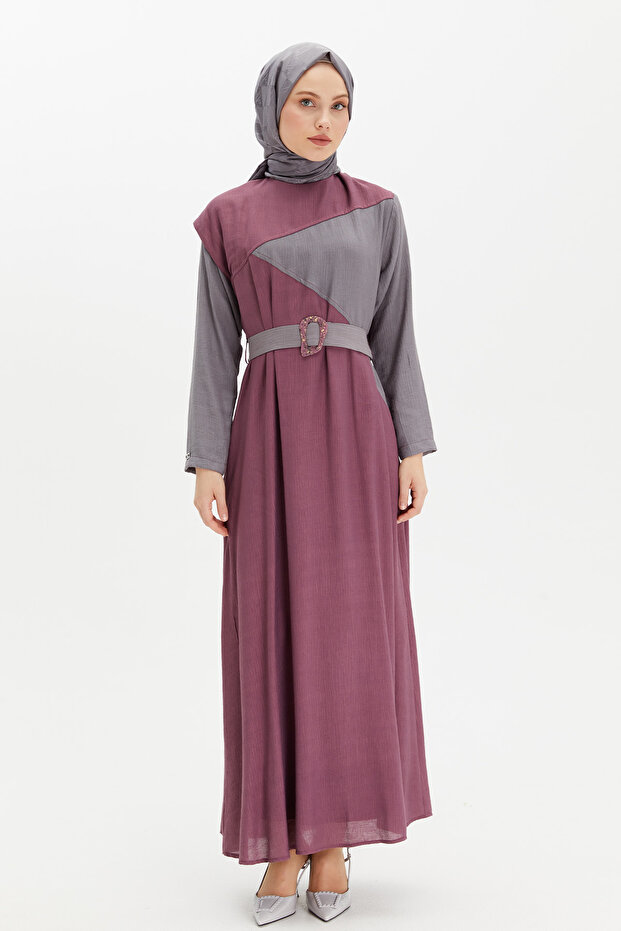 Çift Renkli Elbise - 1