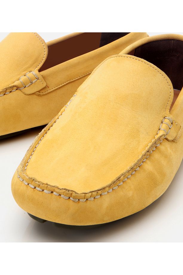 Erkek Nubuk Deri Sarı Hafif Tabanlı Günlük Loafer - 3