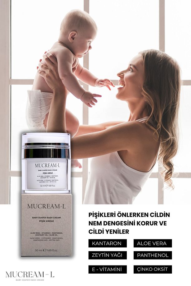 Mucream L Pişik Kremi 50 ml 20 adet Bebek Bakım Kremi Kantaron Yağı, B5,E Vitamini,Çinko - 3