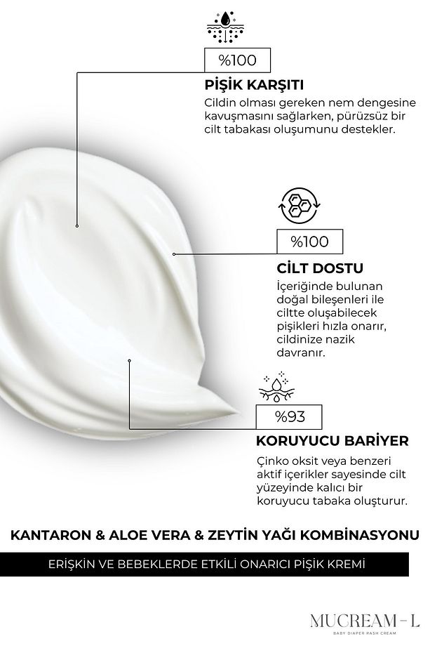 Mucream L Pişik Kremi 50 ml 20 adet Bebek Bakım Kremi Kantaron Yağı, B5,E Vitamini,Çinko - 2