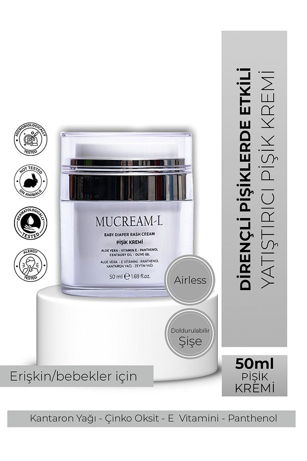 Mucream L Pişik Kremi 50 ml 20 adet Bebek Bakım Kremi Kantaron Yağı, B5,E Vitamini,Çinko - 1