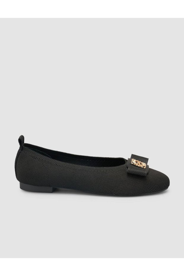 Lunor Knitwear Buckle Detailed Black Women's Ballerinas