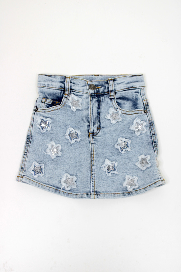 Dmb Girl's Starry Denim Shorts Skirt
