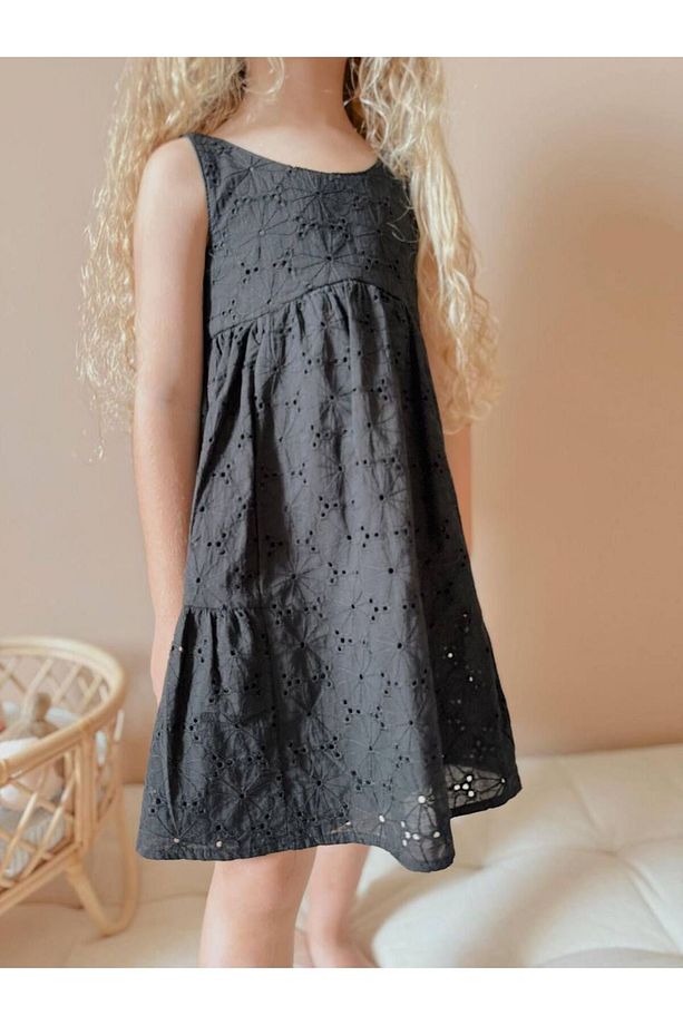 Yigit Butik Brode Kumaş Askılı Kız Çocuk Elbise - 4