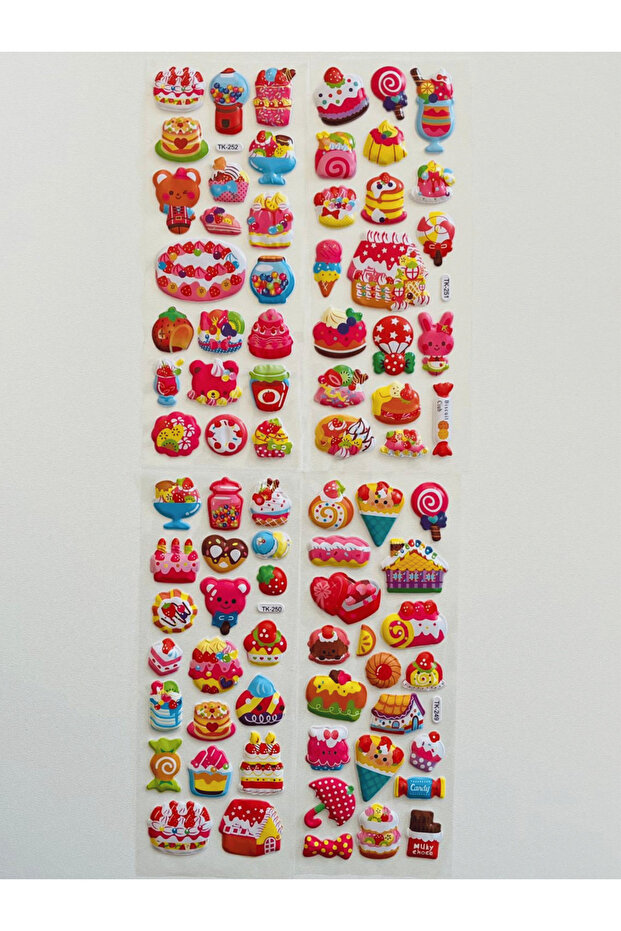 3D Tatlı Temalı Kabartmalı Sticker Seti - 1