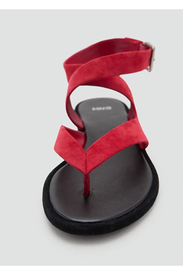 Bantlı süet sandalet - 4