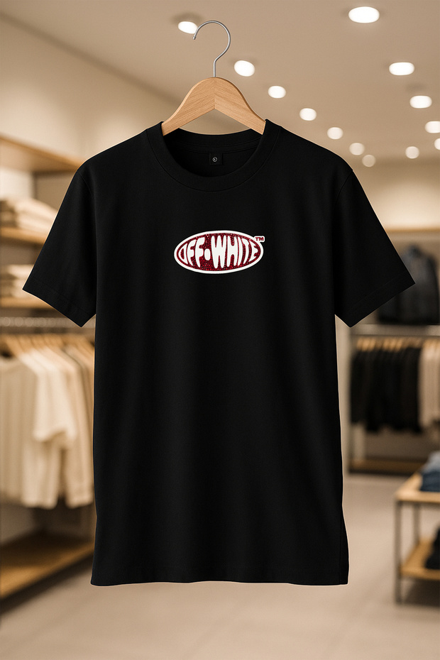 Off-White Stone Printed Oversize Unisex 100% Cotton Breathable Thick Fabric T-Shirt