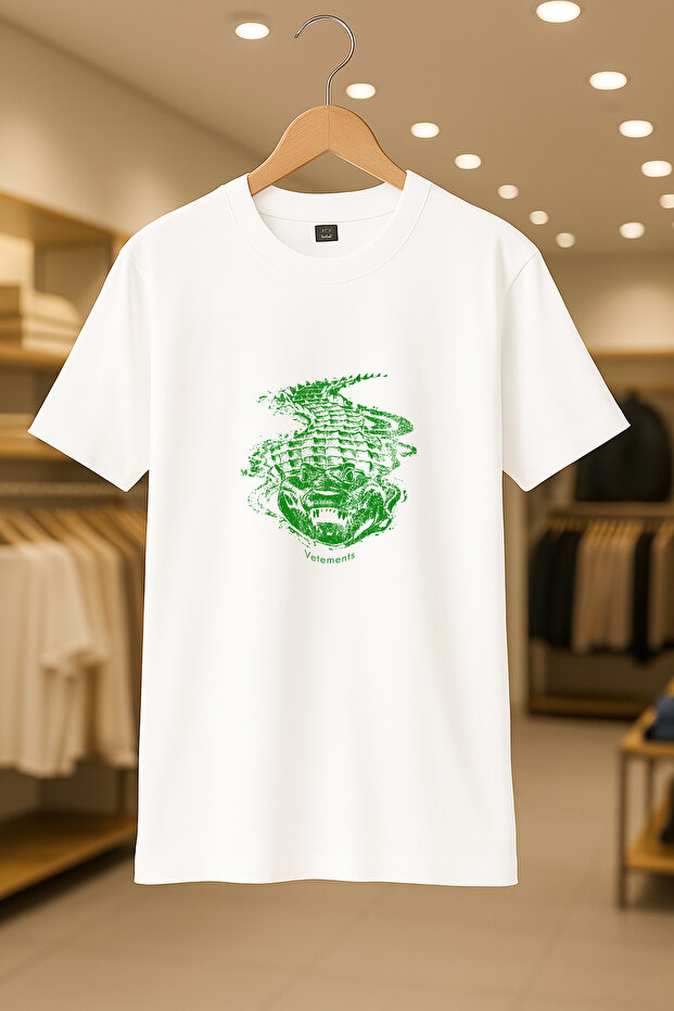 Vetements Crocodile Printed Oversize Unisex 100% Cotton Breathable Thick Fabric T-Shirt