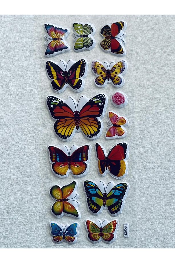 Kabartmalı 3D Kelebek Sticker Seti | 4 Sayfa - 2