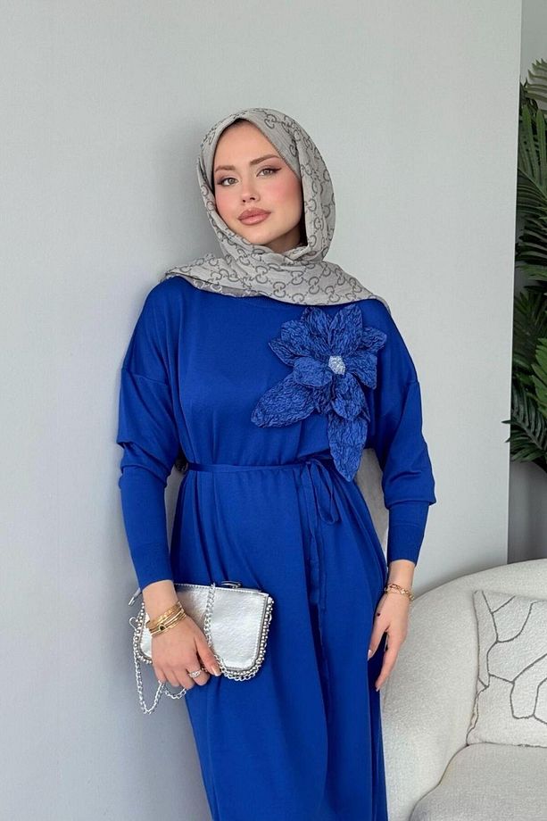 Zambak Merserize Elbise Saks - 3