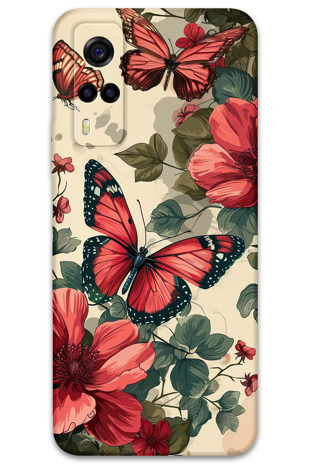 Vivo Y53S Compatible Butterfly Pattern Phone Case + Screen Protector - 5795