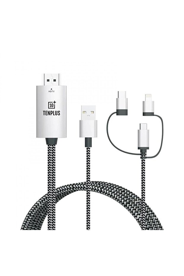 وصلة HDMI ثلاثية 3 في 1 لنقل المحتوى من الجوال إلى التلفزيون بدقة 1080p