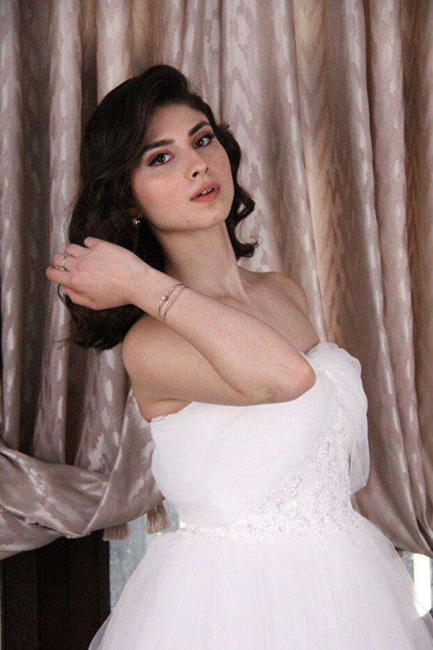 Midi Boy Straplez Elbisi - 7