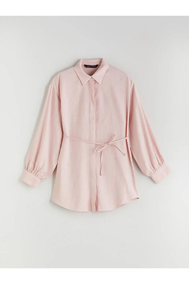 LCW Modest Pembe Keten Karışımlı Kadın Gömlek Tunik - 4