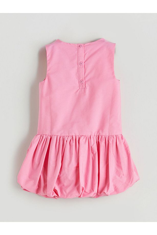 LCW Çiçek Aplikeli Kız Çocuk Poplin Elbise - 3