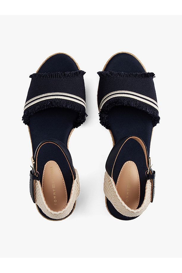 Fringe Canvas Wedge Sandals - 3
