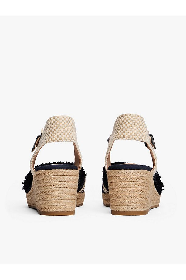 Fringe Canvas Wedge Sandals - 4