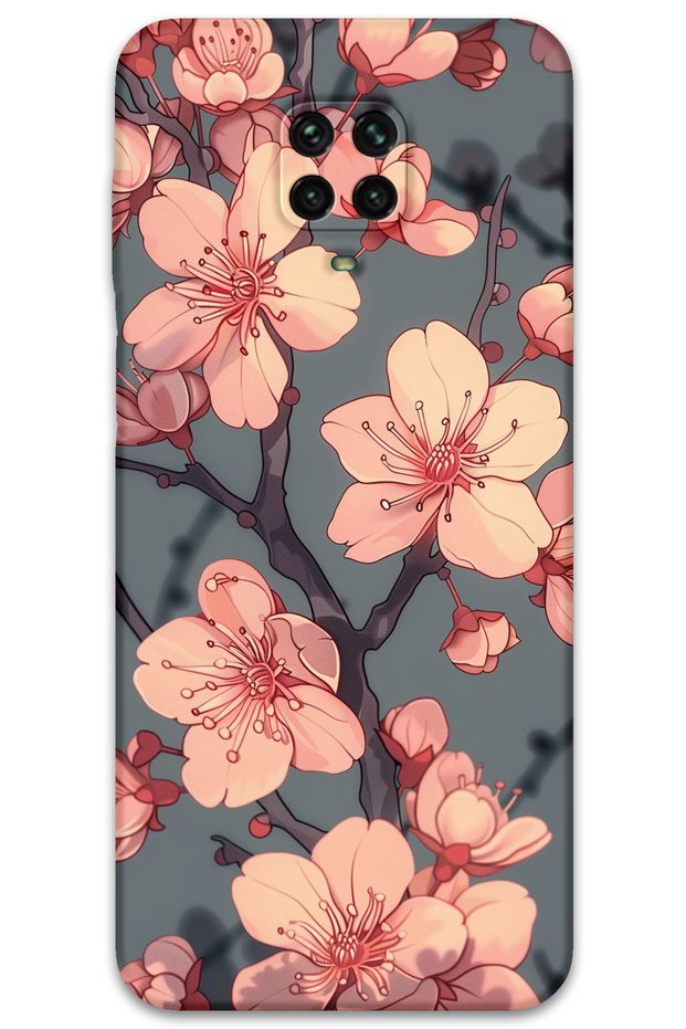 حافظة هاتف متوافقة مع نمط زهرة Xiaomi Redmi Note 9s + واقي شاشة - 5801