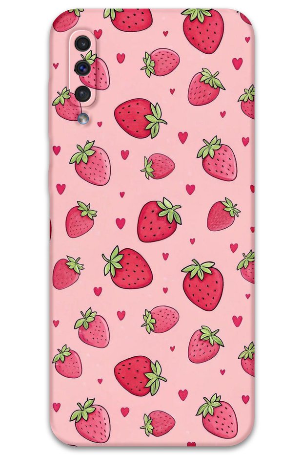 Galaxy A50 Compatible Strawberry Pattern Phone Case + Screen Protector - 5804