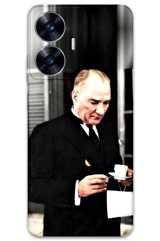 Realme C55 Compatible Ataturk Pattern Phone Case + Screen Protector - 5850
