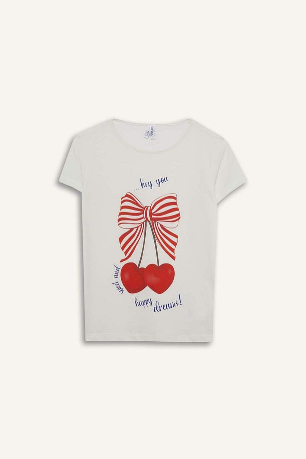 Kız Çocuk Pijama Takımı Baskılı Kısa Kollu Üst Beli Lastikli Şort E0667A825HS - 2