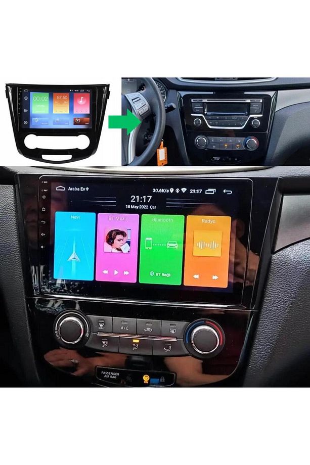 Nissan Qashqai Dijital Klima Android GPS Carplay 2+32 GB Multimedya Teyp (2014-2021) - 1