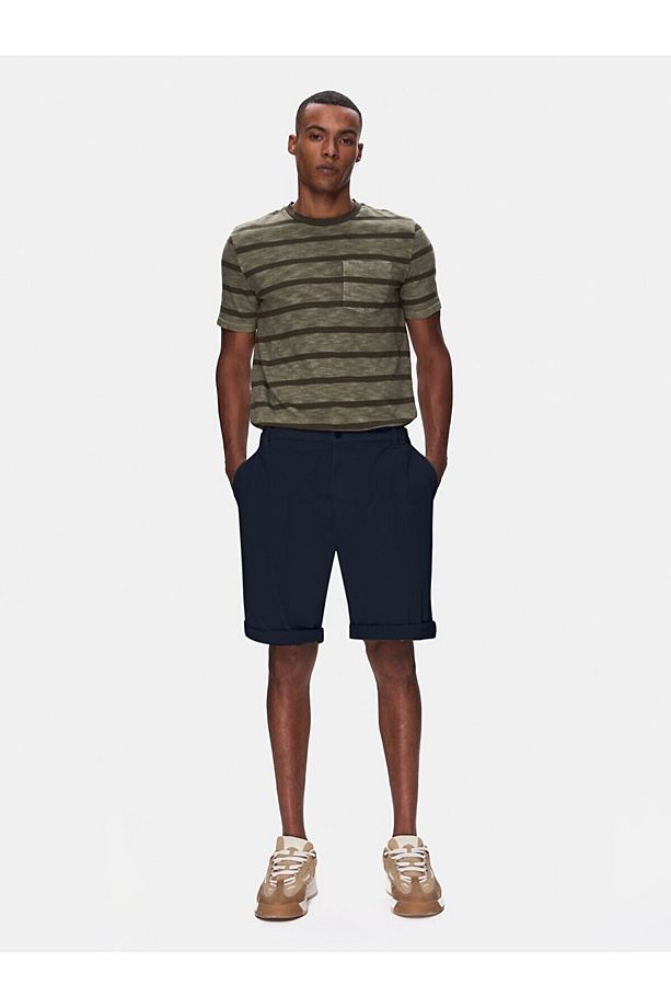 Basıc Midi Regular Gabardin Lacivert Şort - 1
