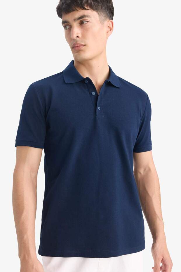 Regular Fit Polo Neck Pique Short Sleeve T-Shirt M7676Az25Sm