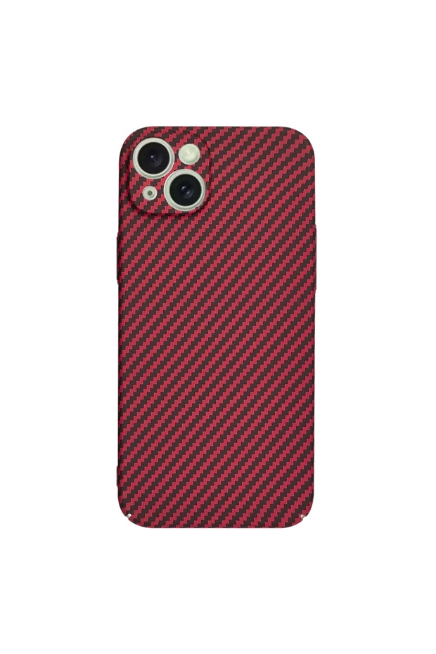 IPhone 15 Plus Case - Techsuit Carbonite FiberShell - Red - 3