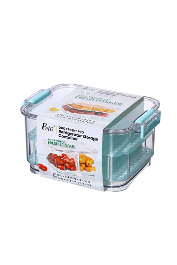حاوية تخزين قابلة للتكديس من Duo Fresh7 Pro بلون شفاف وأزرق مائي - 1