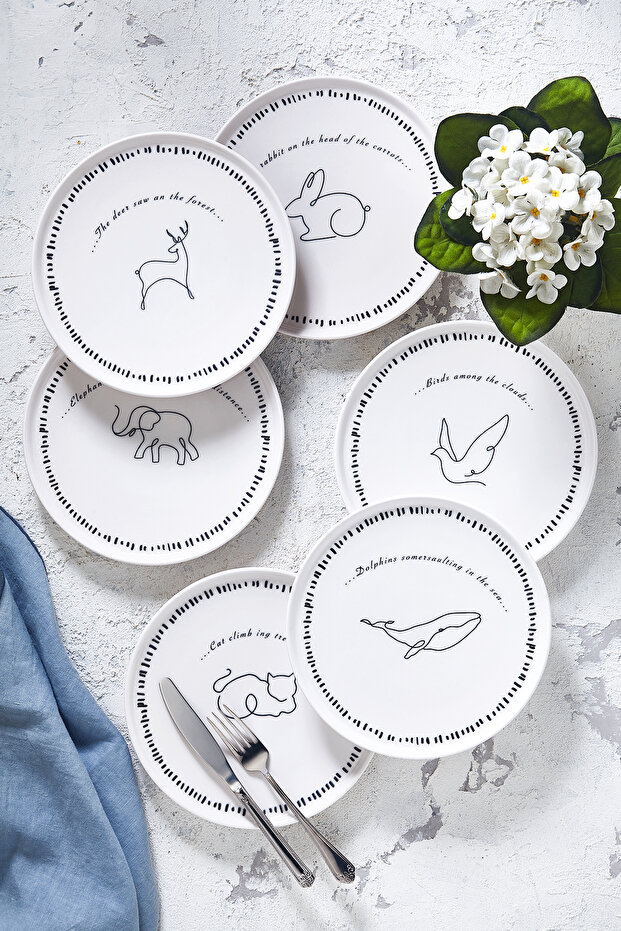 Animal 6 Parça Pasta Tabağı Seti - 1