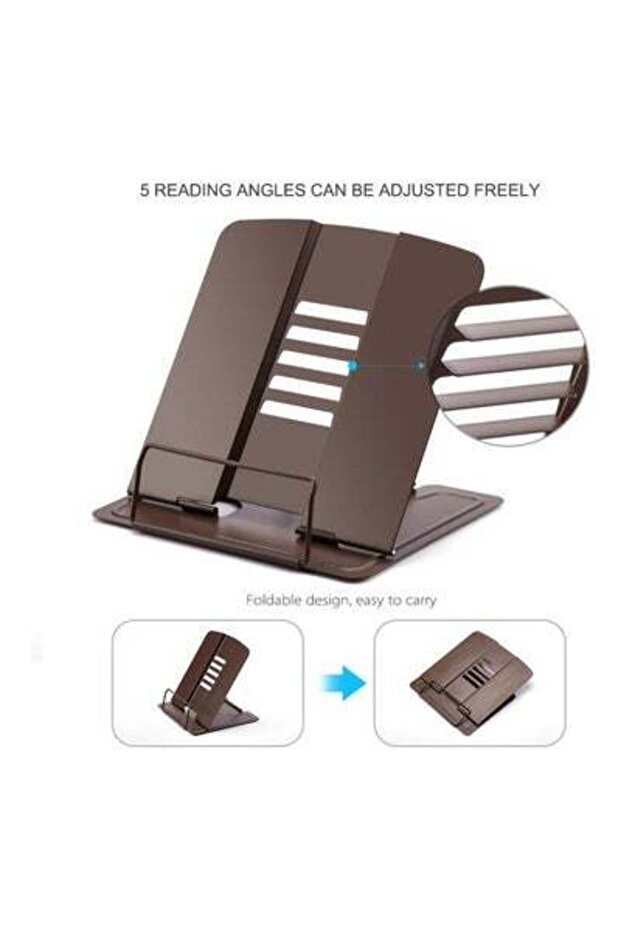 حامل كتب معدني قابل للتعديل باللون القهوة - 5