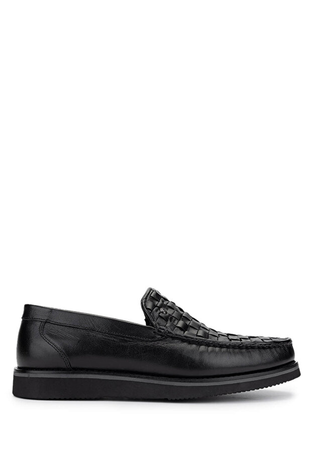 Men's Genuine Leather Black Loafer Shoes