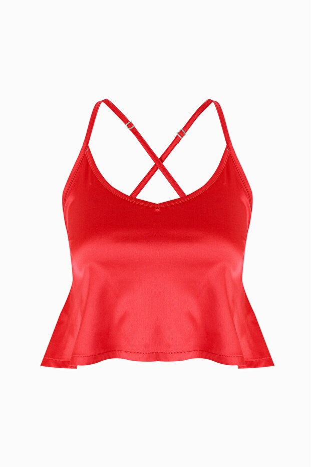 قميص داخلي بحزام رفيع من Alanis باللون الأحمر - 1
