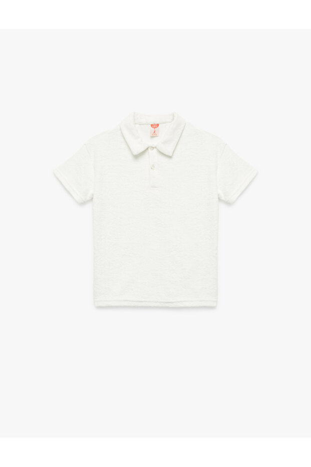 Cotton Short Sleeve Button Polo Neck T-Shirt