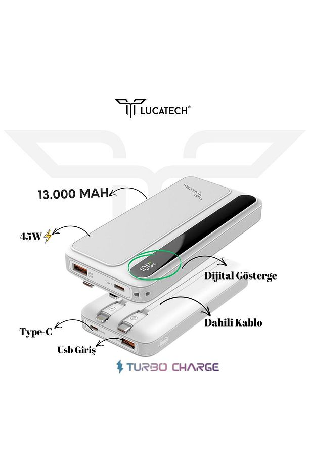 iPhone X / XS / XR / XS Max / 11 / 12 / 13 / 14 Pro Max uyumlu 13.000 mAh 45W Powerbank - 3