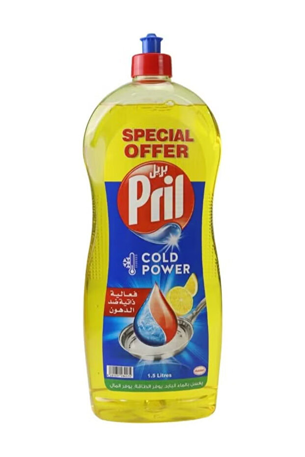 Pril Cold Power Dishwash Liquid, Lemon Dishwash Liquid- 1.5Ltr