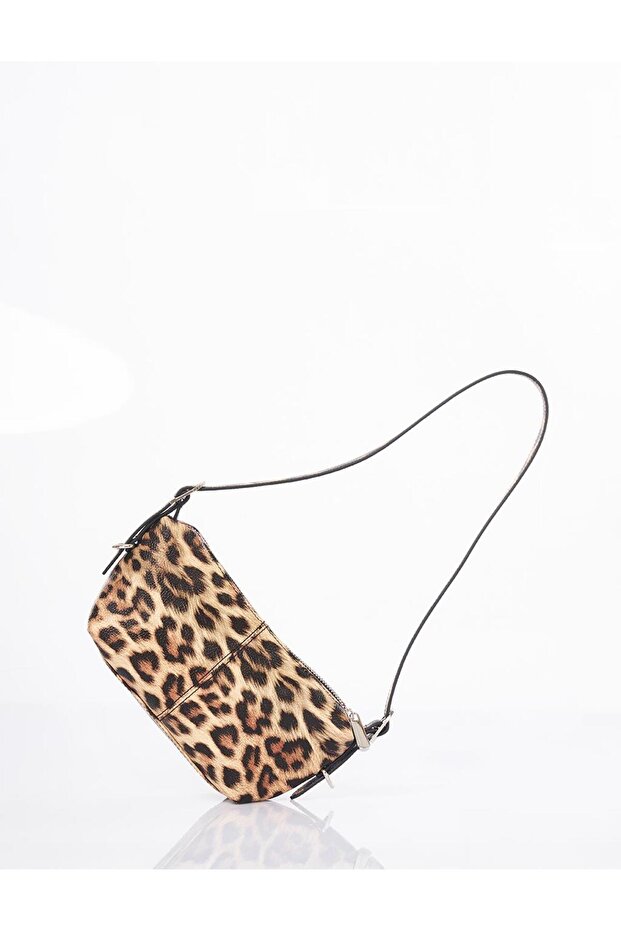 حقيبة كتف بنمط الفهد باللون البني - 4