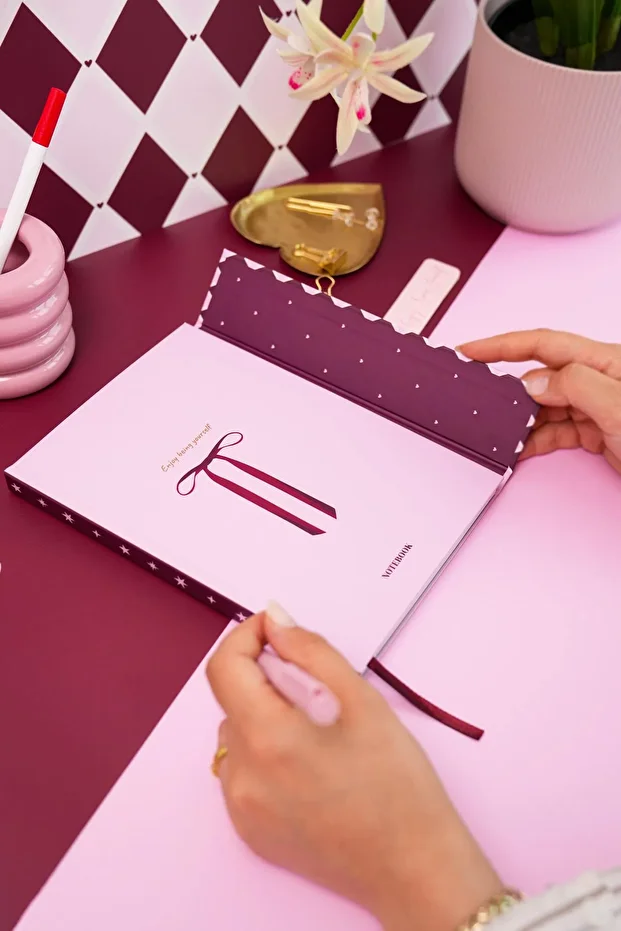 A5 15X21 Magnet Cover Notebook Lined Bow - 5
