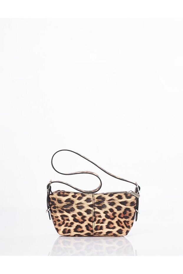 حقيبة كتف بنمط الفهد باللون البني - 1