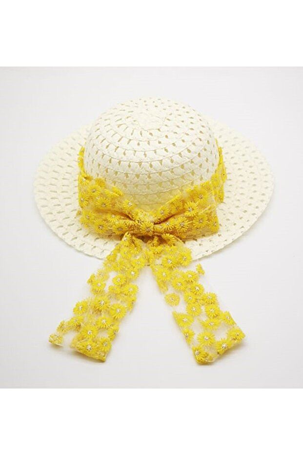 Girl's Lace Bow Straw Hat 8814