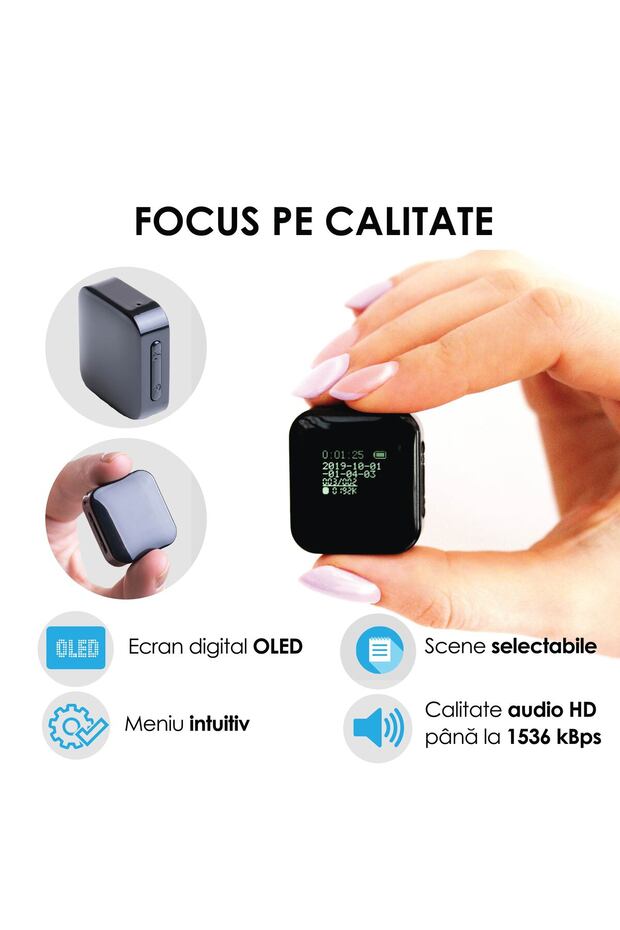 Professional Voice Recorder with Password and Settable Voice Activation, 16Gb Memory - 1144 hours - 1536 kbp - 4