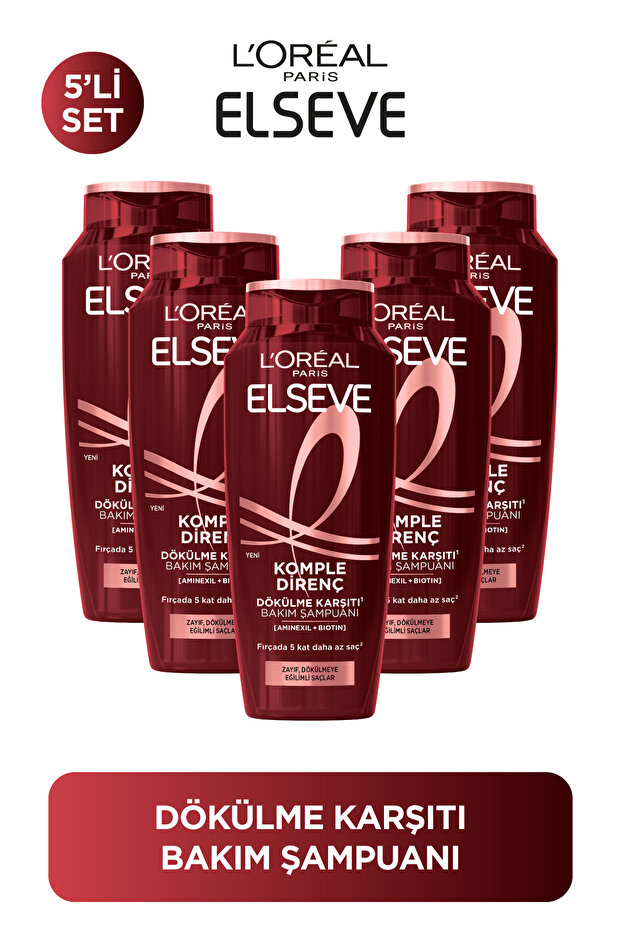 5 Pack Elseve Complete Resistance Anti-Hair Loss Care Shampoo 300 ml