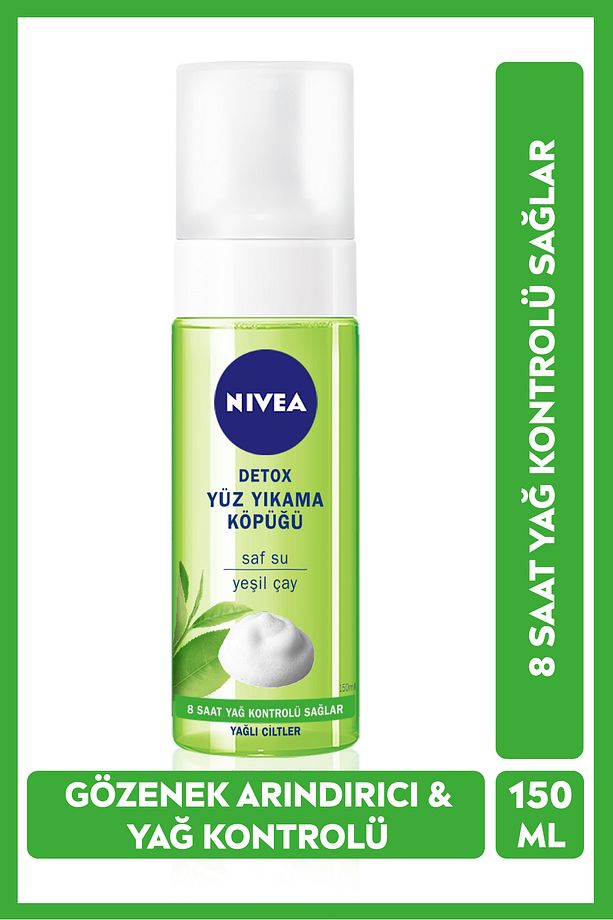 Detox Yüz Yıkama Köpüğü 150ml, Gözenek Arındırıcı, Yeşil Çay, 8 Saat Yağ Kontrolü, Yağlı Ciltler - 1