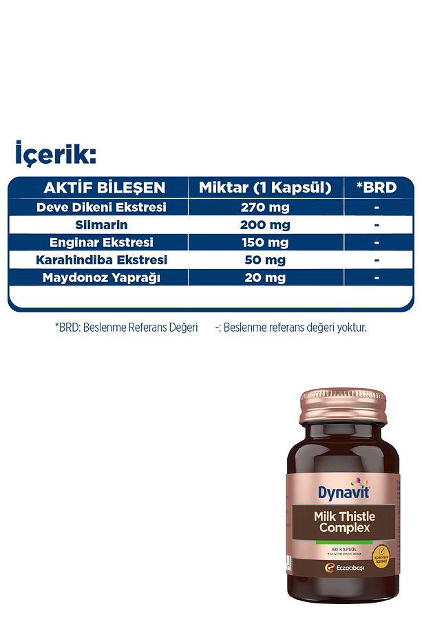 Milk Thistle Complex 60 Kapsül - Deve Dikeni Tohum Ekstresi, Enginar, Karahindiba, Maydanoz - 4