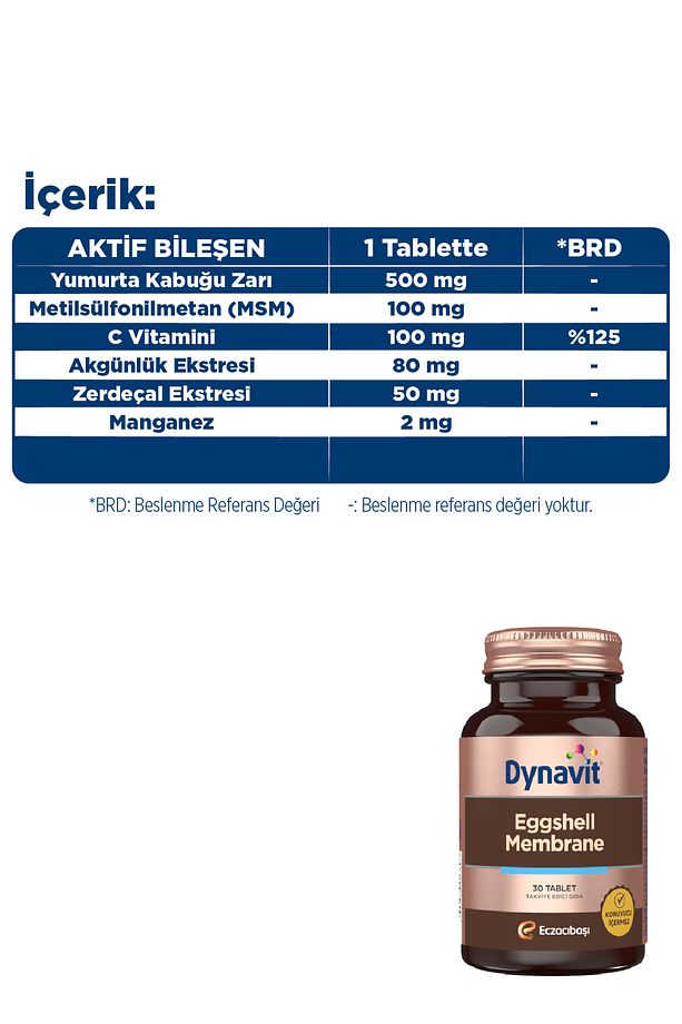 Eggshell Membrane 30 Tablet - Yumurta Kabuğu Zarı, Metilsülfonilmetan, C Vitamini, Zerdeçal,Manganez - 5