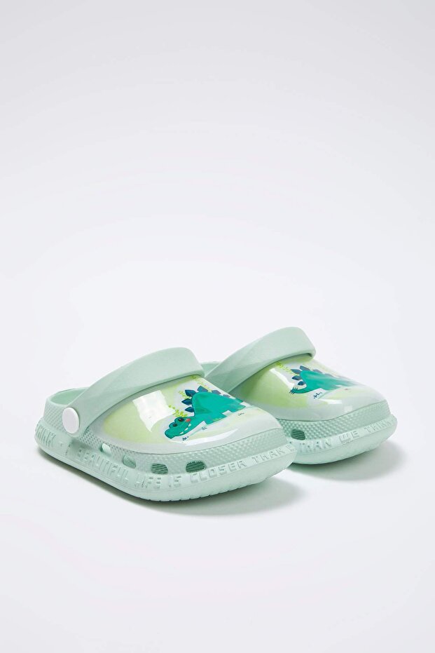 Soft Mint Önü Kapalı Işıklı Timsah Figürü Detaylı Erkek Çocuk Kids Sandalet Terlik TAKSS25TE00054 - 2