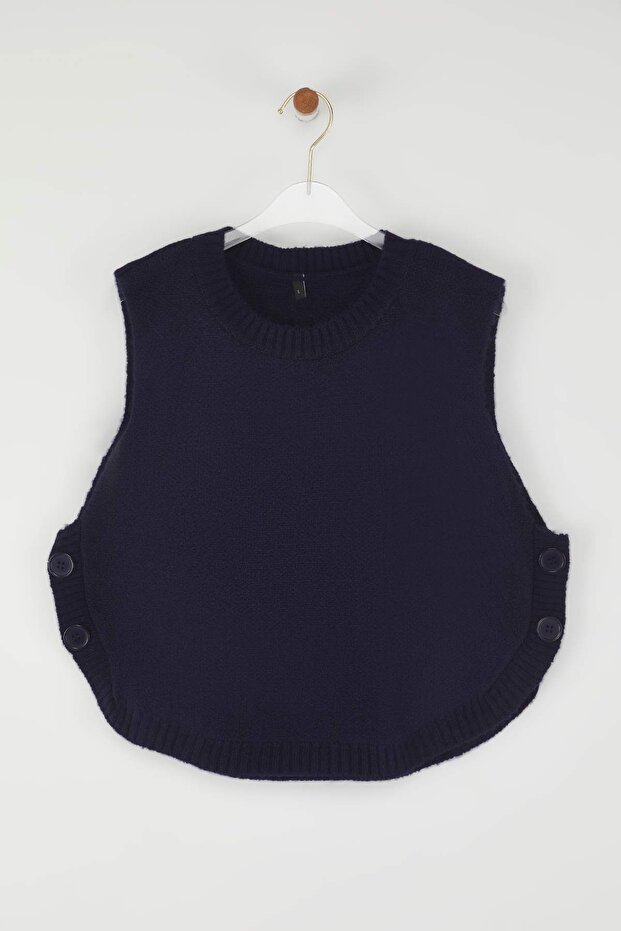 Námořnická modrá Crop Soft Textured Knitted Knitted Sweater TWOAW25SV00013 - 6